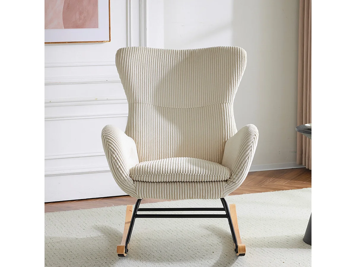 Rocking-chair en velours côtelé beige - Béa