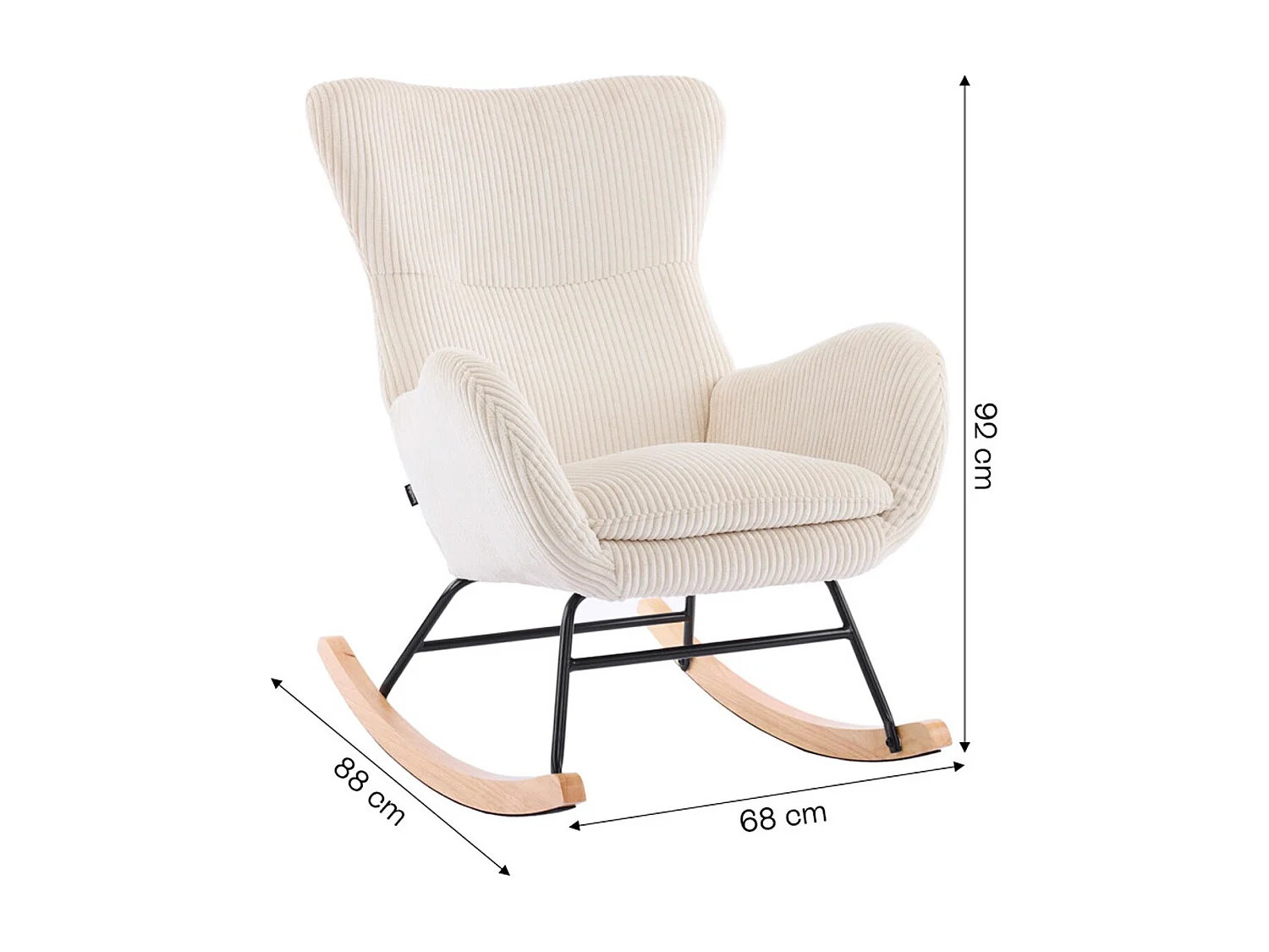 Rocking-chair en velours côtelé beige - Béa