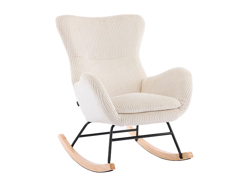 Rocking-chair en velours côtelé beige - Béa