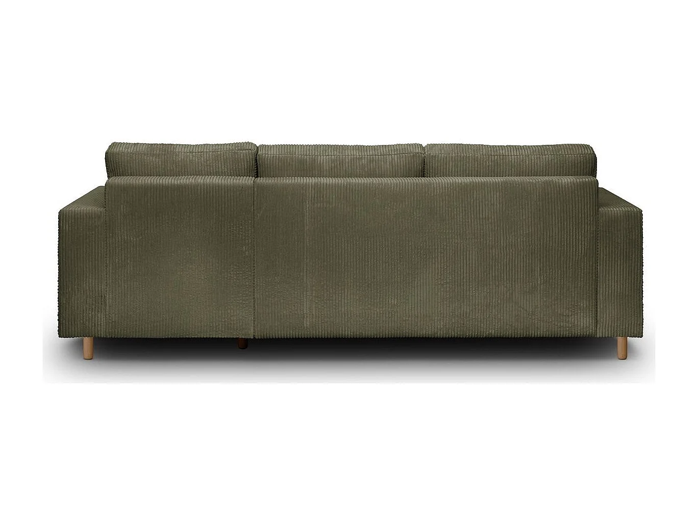 Canapé d'angle à droite convertible 4 places en velours côtelé vert kaki - Marceau