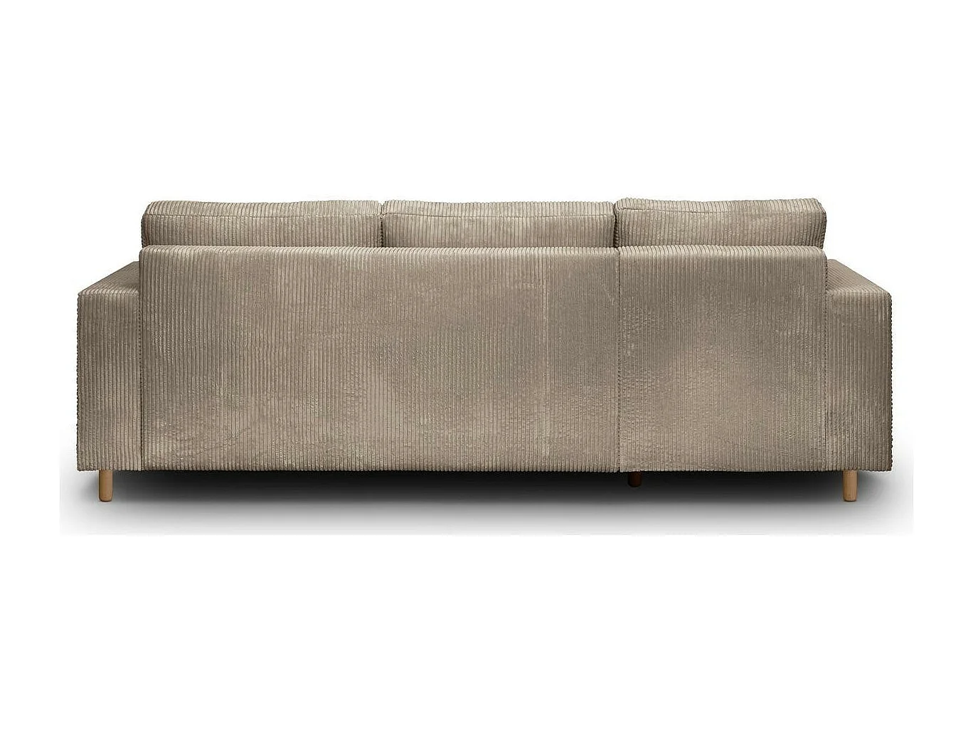 Canapé d'angle à gauche convertible 4 places en velours côtelé taupe - Marceau