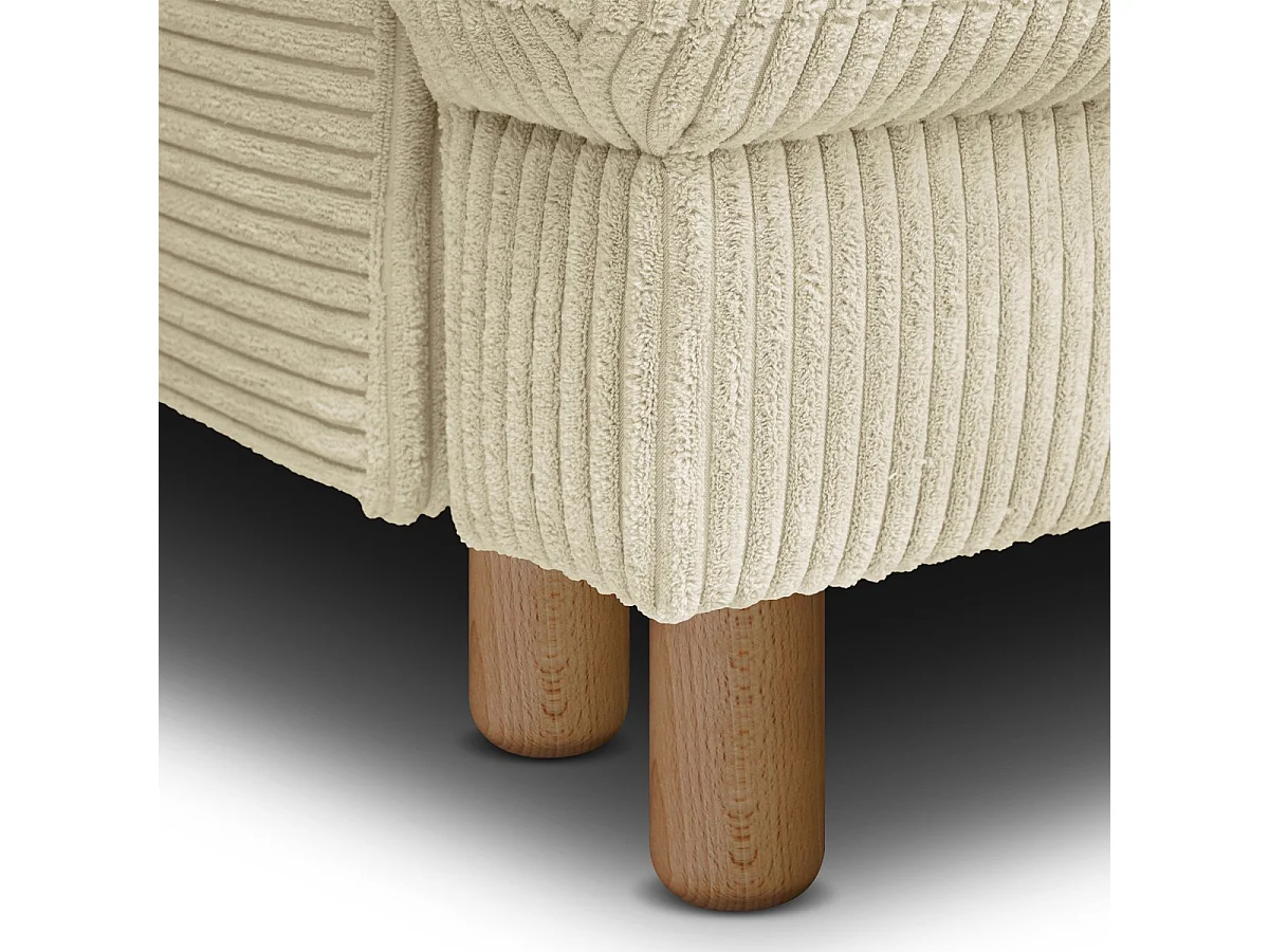 Canapé d'angle à droite convertible 4 places en velours côtelé beige - Marceau