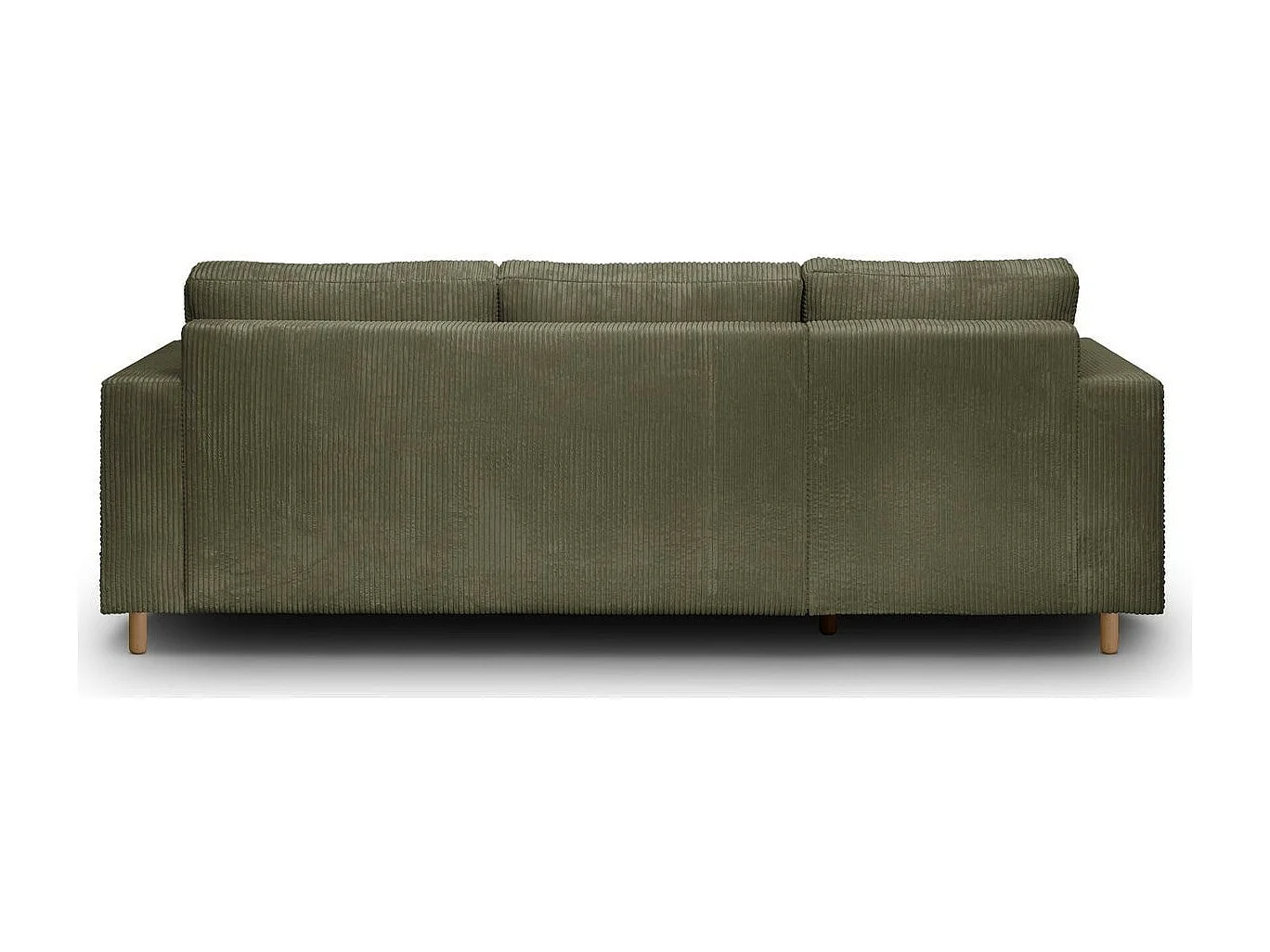 Canapé d'angle à gauche convertible 4 places en velours côtelé vert kaki - Marceau