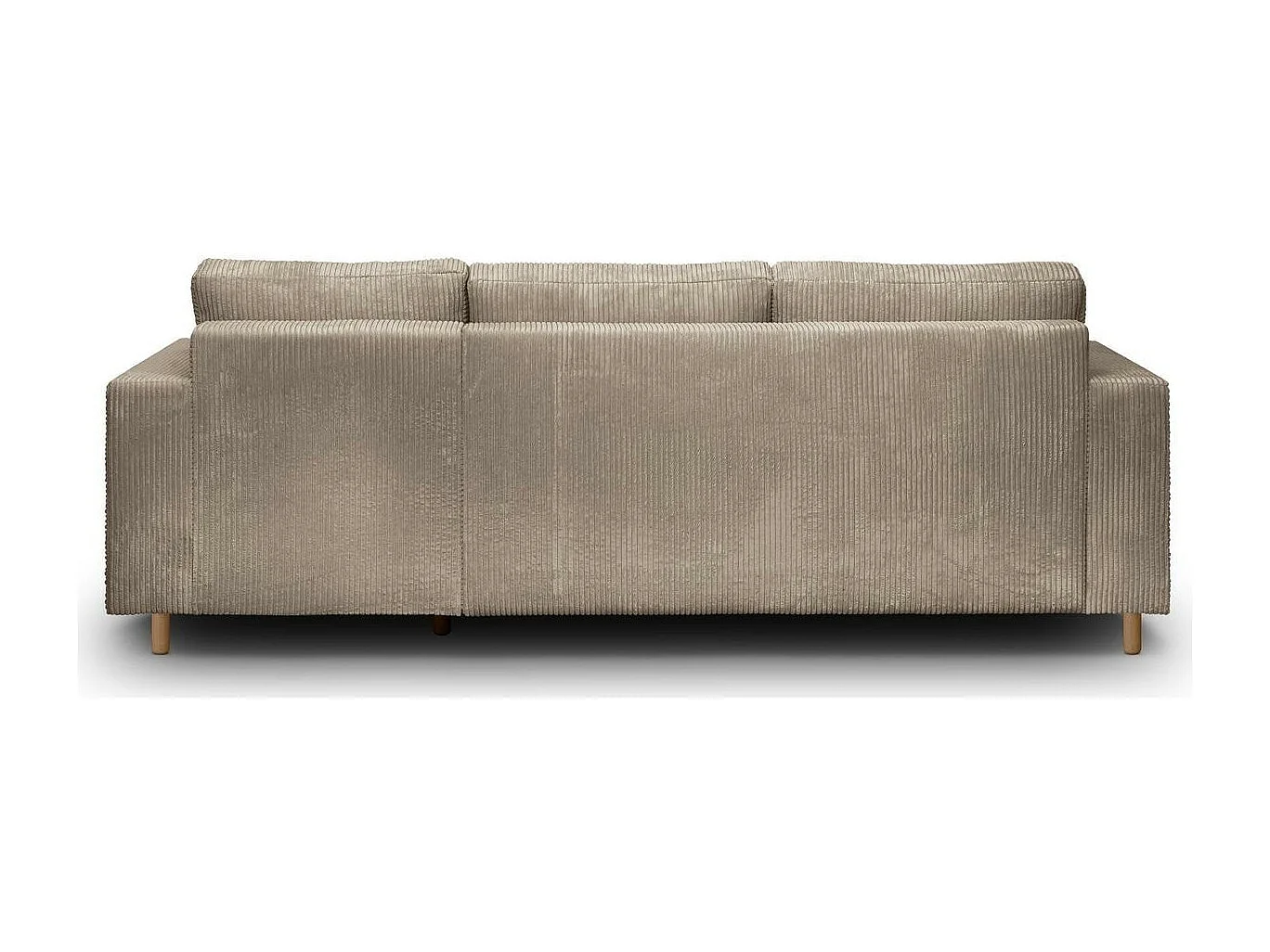 Canapé d'angle à droite convertible 4 places en velours côtelé taupe - Marceau