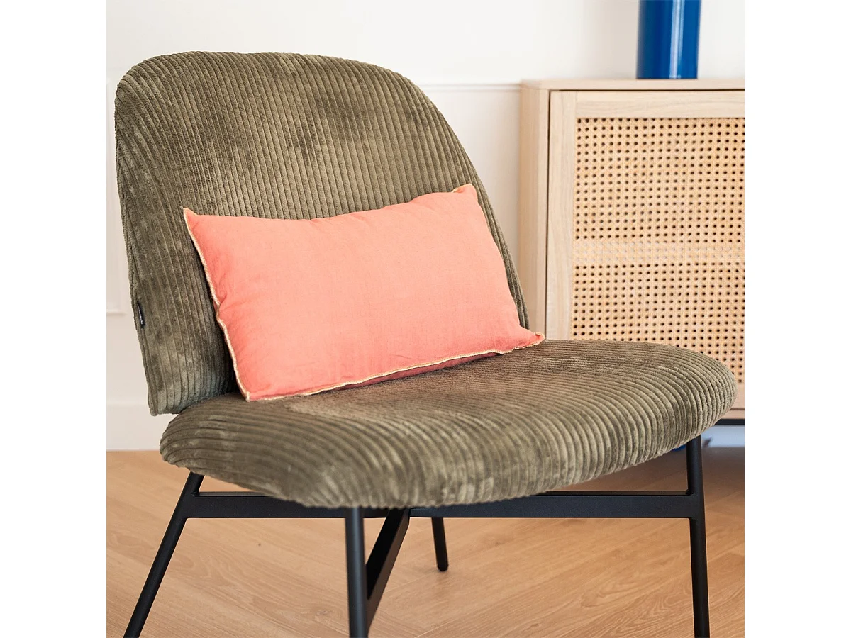 Fauteuil en velours côtelé vert kaki - Petra