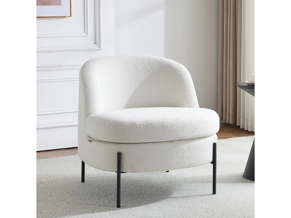 Fauteuil en tissu bouclé beige - Vianney