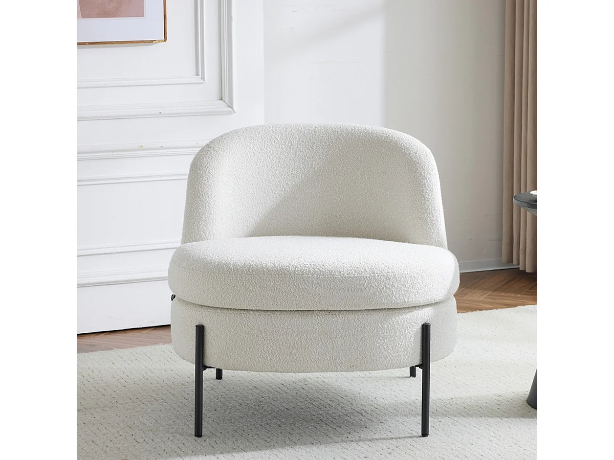 Fauteuil en tissu bouclé beige - Vianney