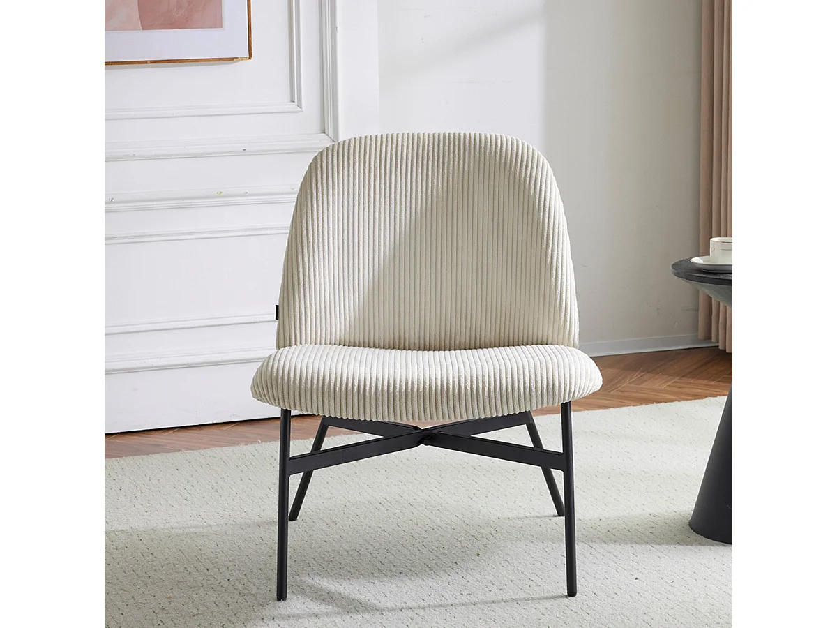 Fauteuil en velours côtelé beige - Petra