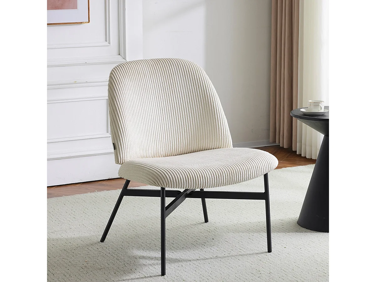 Fauteuil en velours côtelé beige - Petra