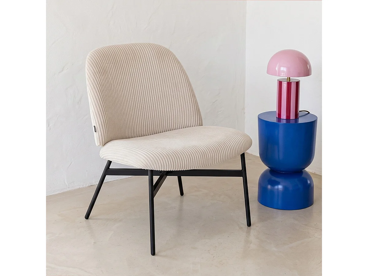 Fauteuil en velours côtelé beige - Petra