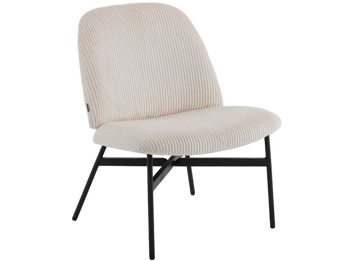 Fauteuil en velours côtelé beige - Petra