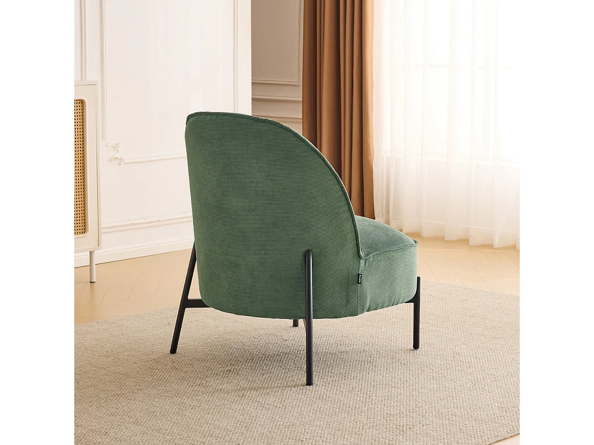 Fauteuil en velours côtelé vert kaki - Basile
