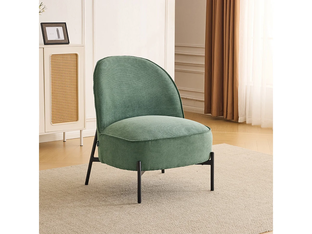 Fauteuil en velours côtelé vert kaki - Basile
