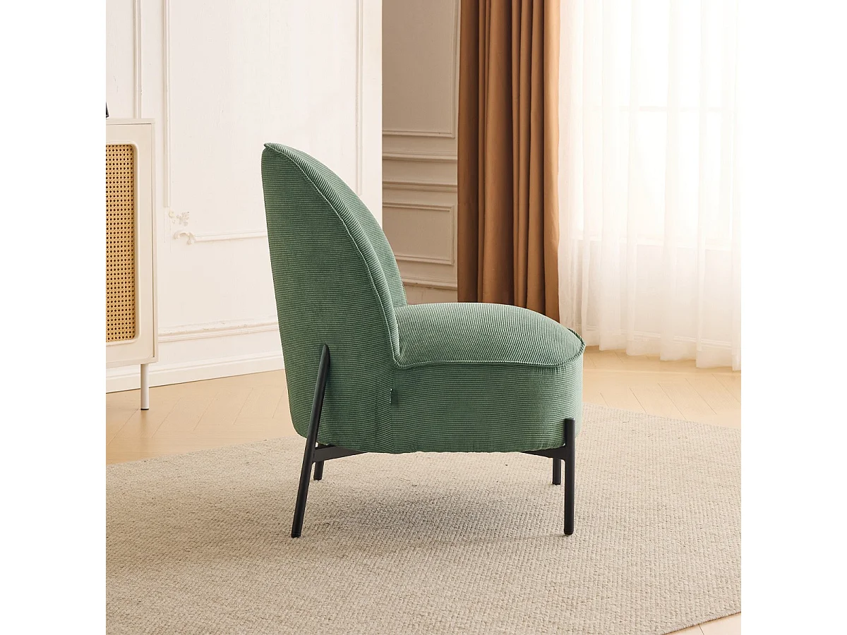 Fauteuil en velours côtelé vert kaki - Basile