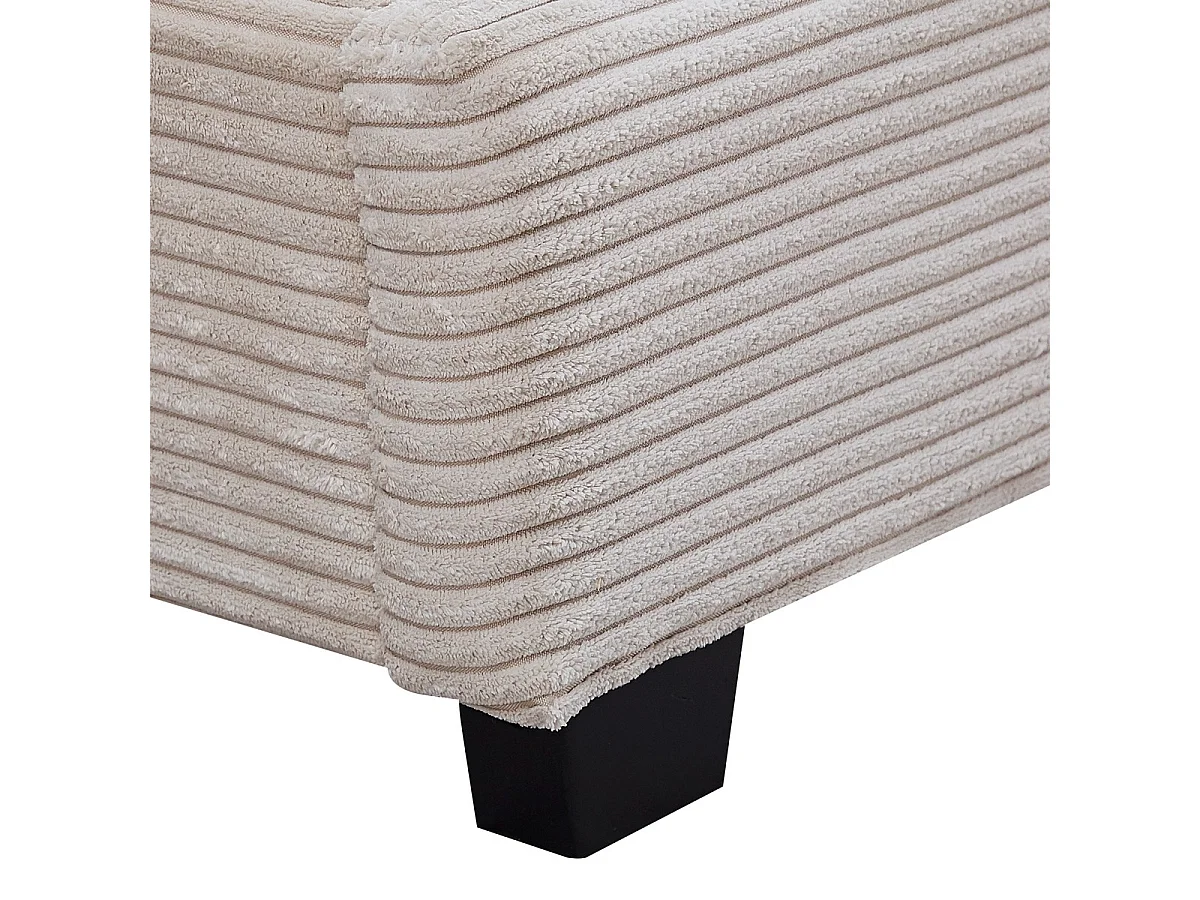 Lit adulte 180x200 cm avec tête de lit capitonnée en velours côtelé beige - William
