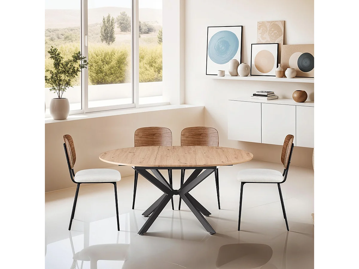 Table à manger extensible effet bois 4/6 personnes 100/140 cm - Marius