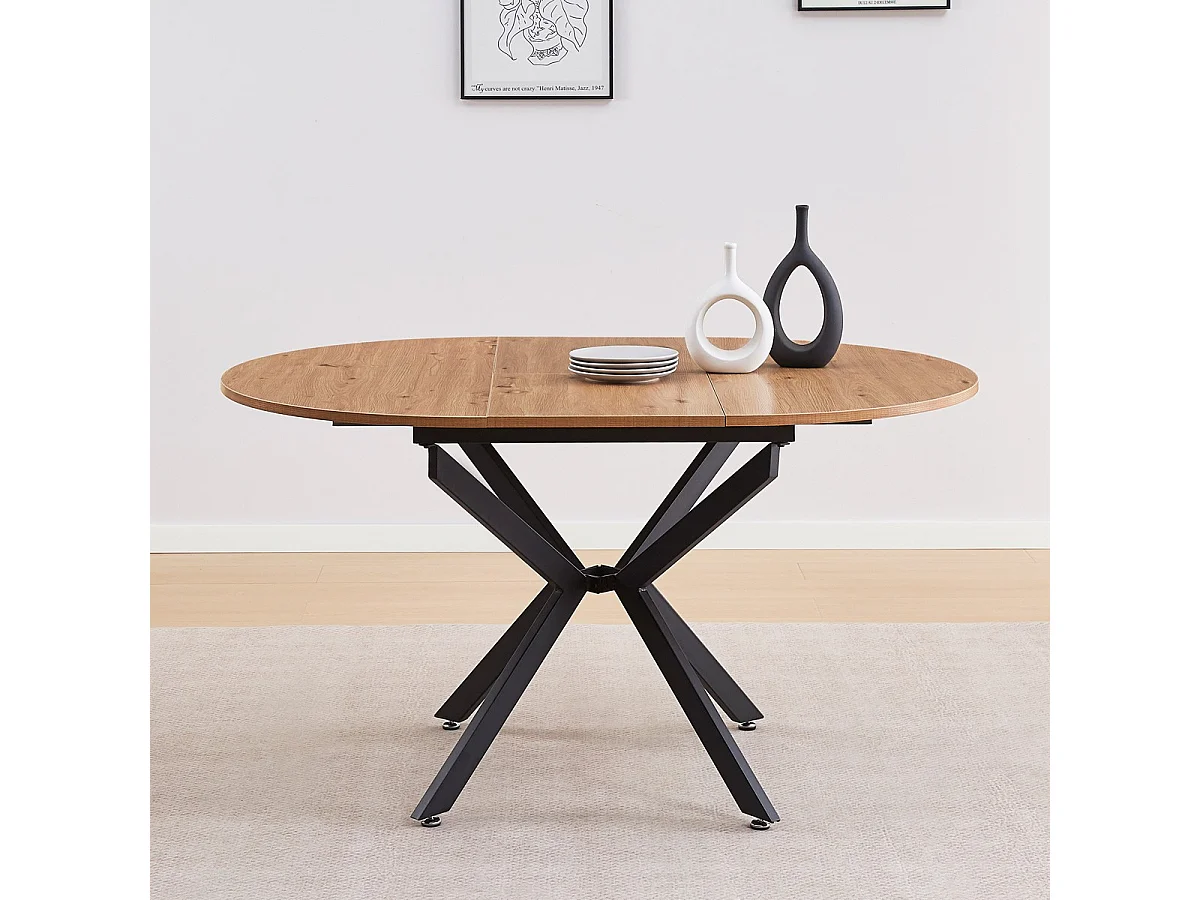Table à manger extensible effet bois 4/6 personnes 100/140 cm - Marius