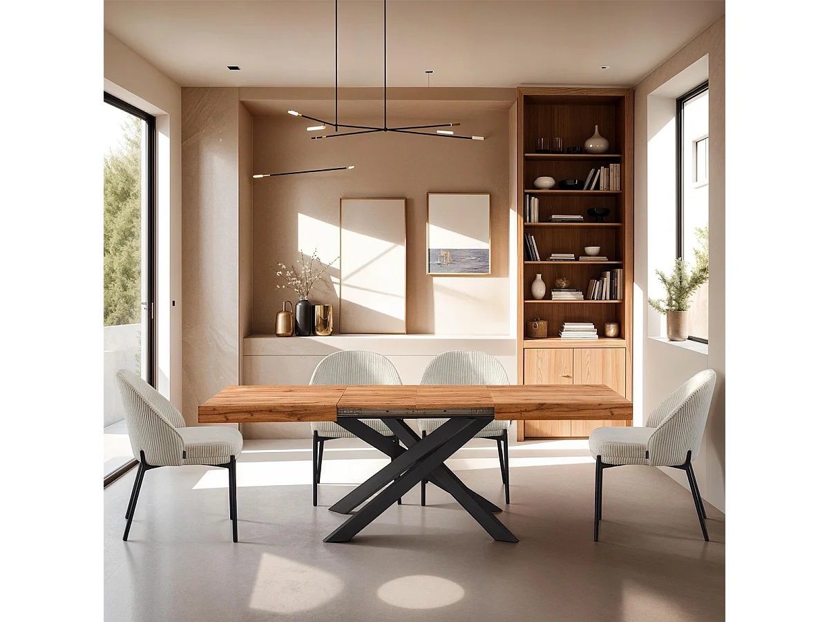 Table à manger extensible décor bois 4/8 personnes 140/220 cm - Elena