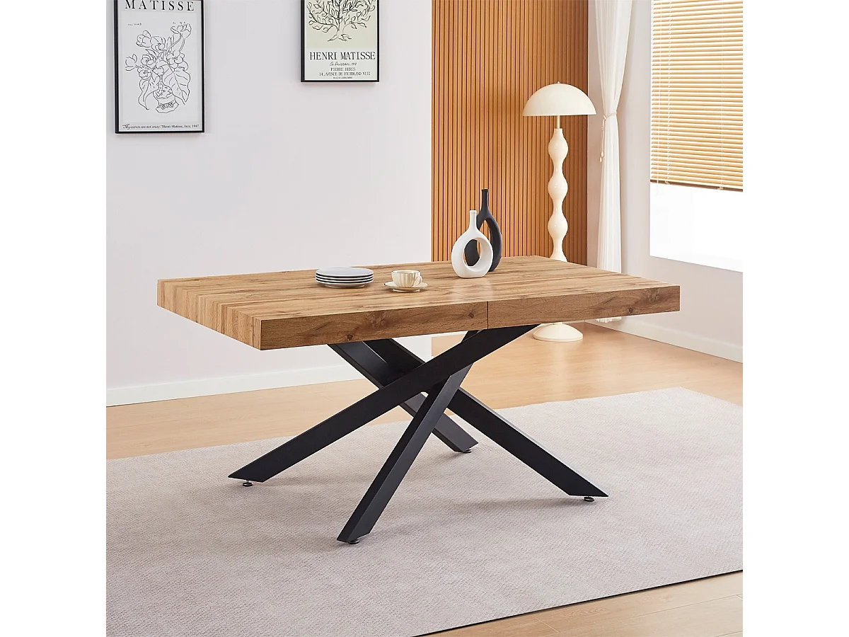 Table à manger extensible décor bois 4/8 personnes 140/220 cm - Elena