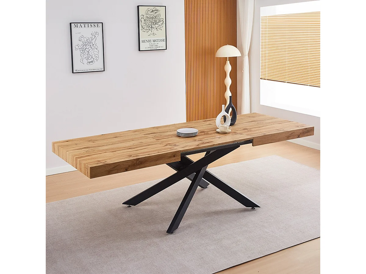 Table à manger extensible décor bois 4/8 personnes 140/220 cm - Elena