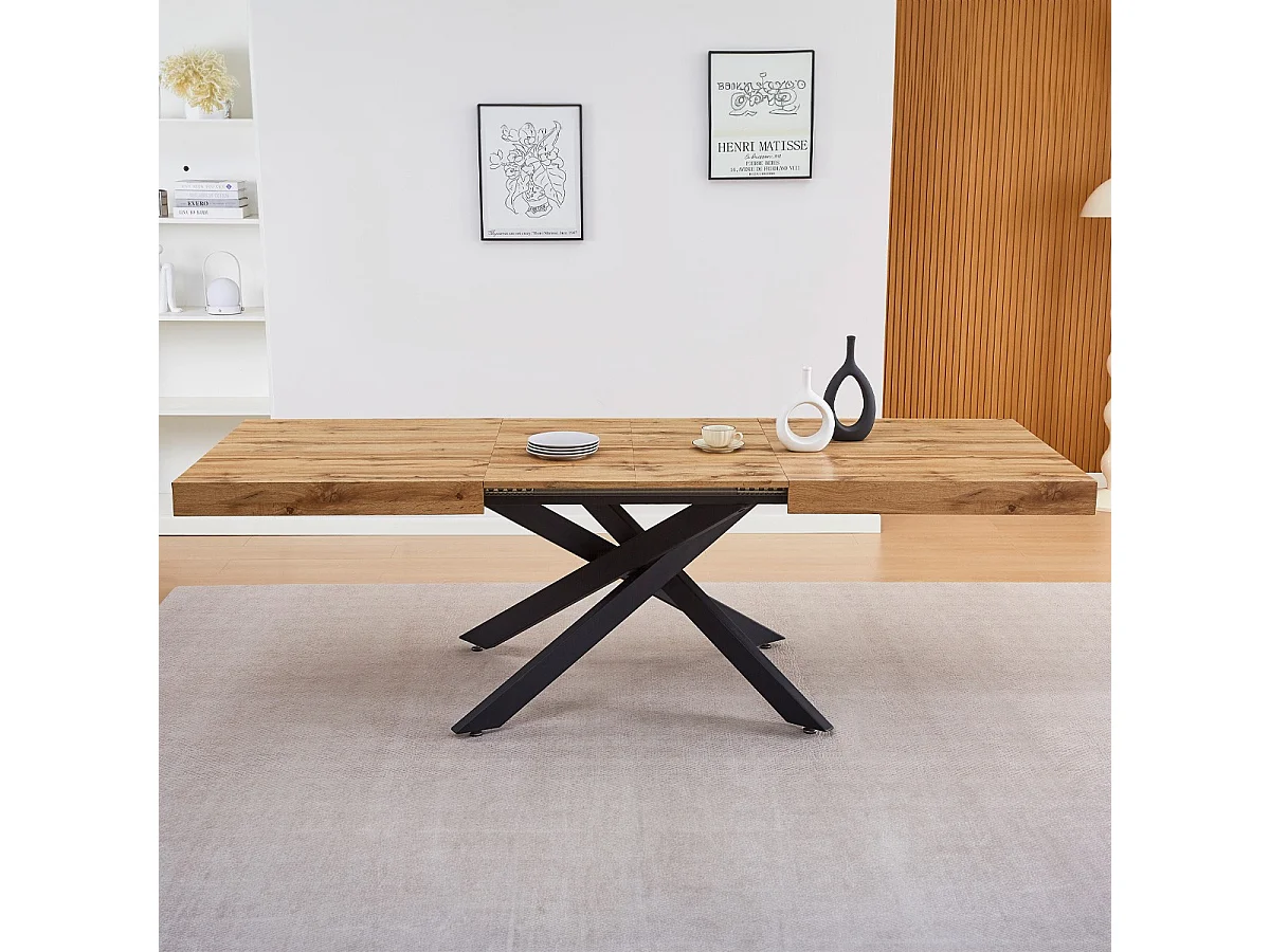 Table à manger extensible décor bois 4/8 personnes 140/220 cm - Elena