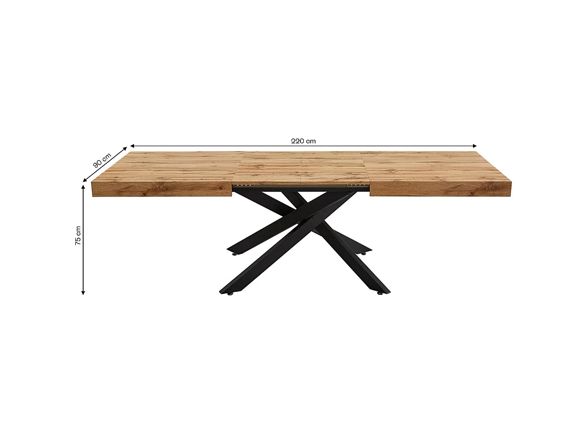 Table à manger extensible décor bois 4/8 personnes 140/220 cm - Elena