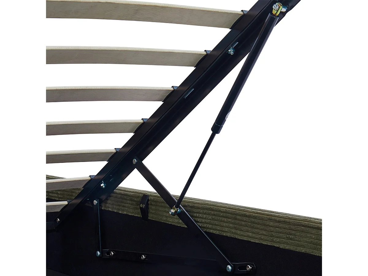 Lit coffre adulte 180x200 cm avec tête de lit matelassée en velours côtelé vert et sommier - Tina