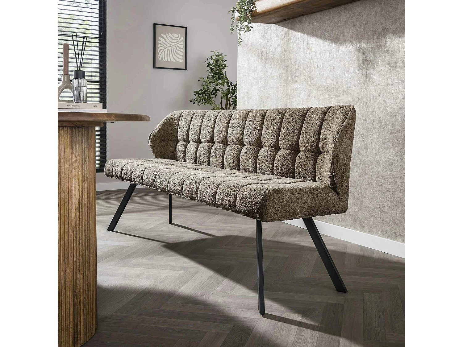 Banc en bouclette taupe 180 cm MELBOURNE