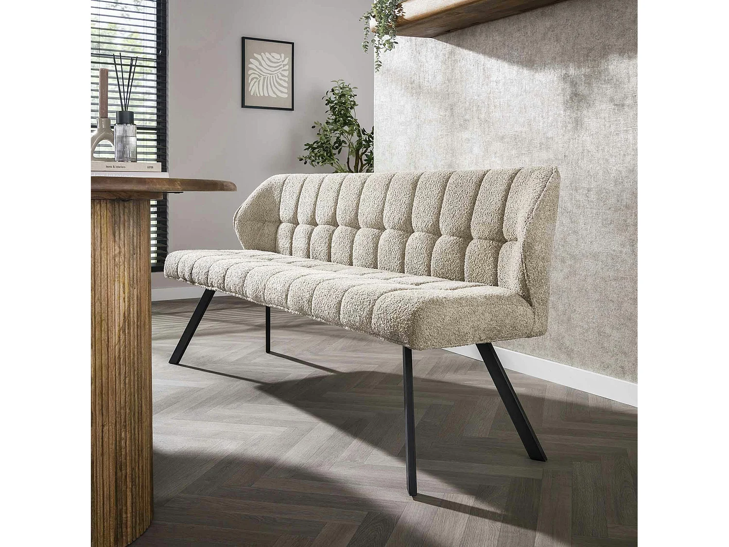 Banc en bouclette sable 180 cm MELBOURNE