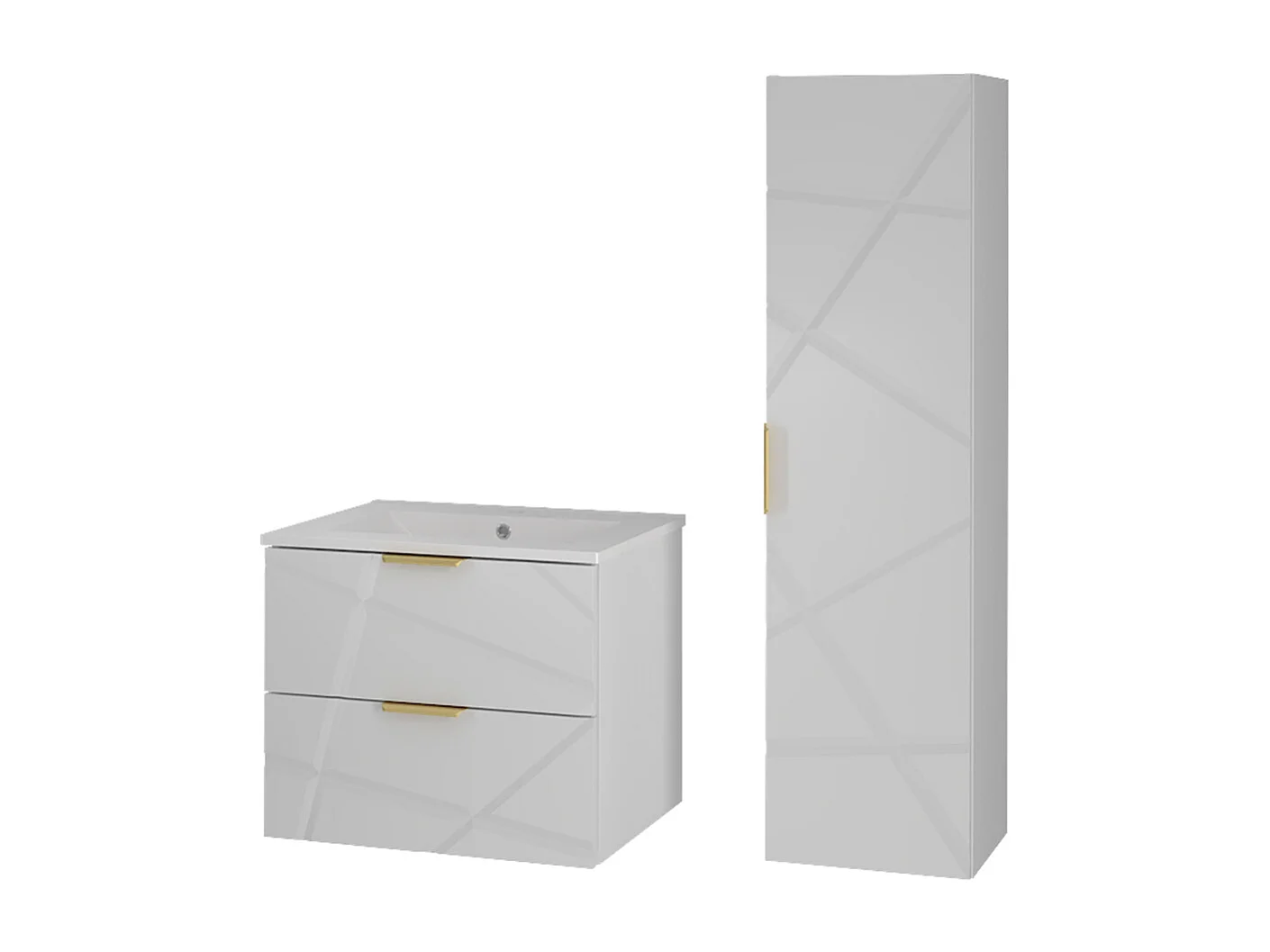 Ensemble meuble simple vasque encastrée 60cm et colonne Aurora Blanc