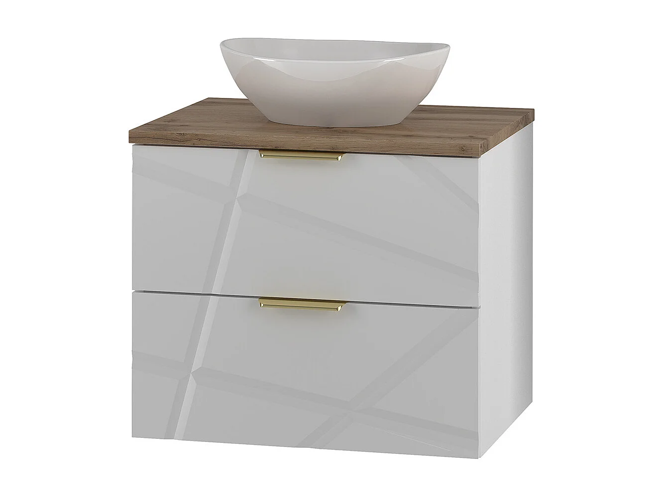 Conjunto de muebles con lavabo individual 60cm y columna Aurora Blanco y Madera