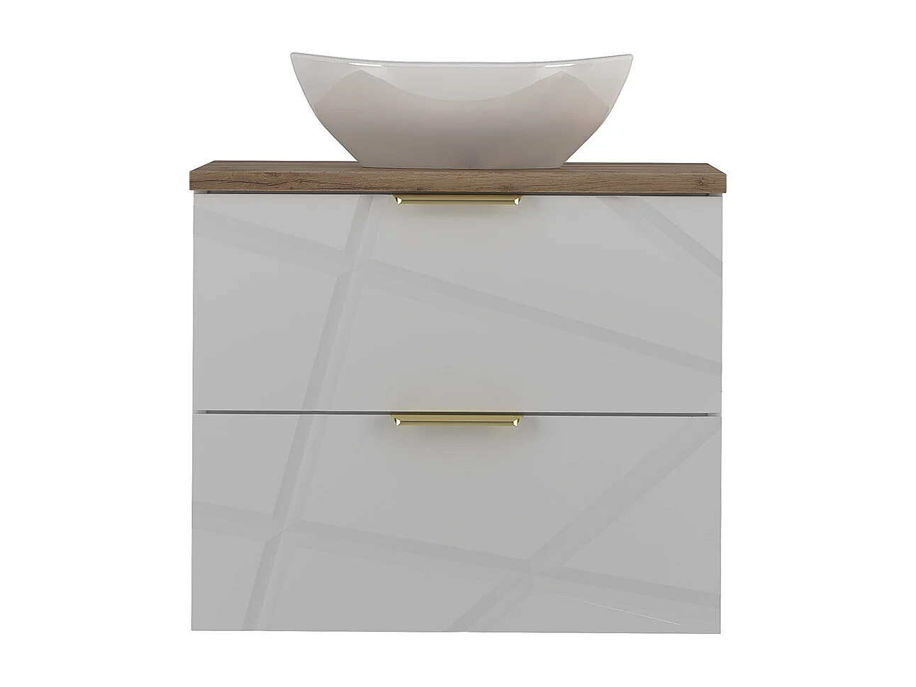Ensemble meuble simple vasque 60cm et colonne Aurora Blanc et Bois