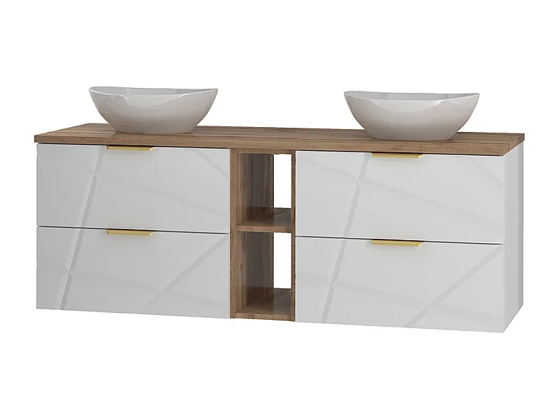 Mueble lavabo individual 140cm 2 compartimientos Aurora Blanco y Madera