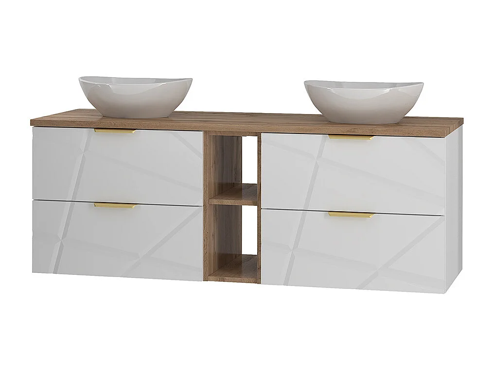 Mueble lavabo individual 140cm 2 compartimientos Aurora Blanco y Madera