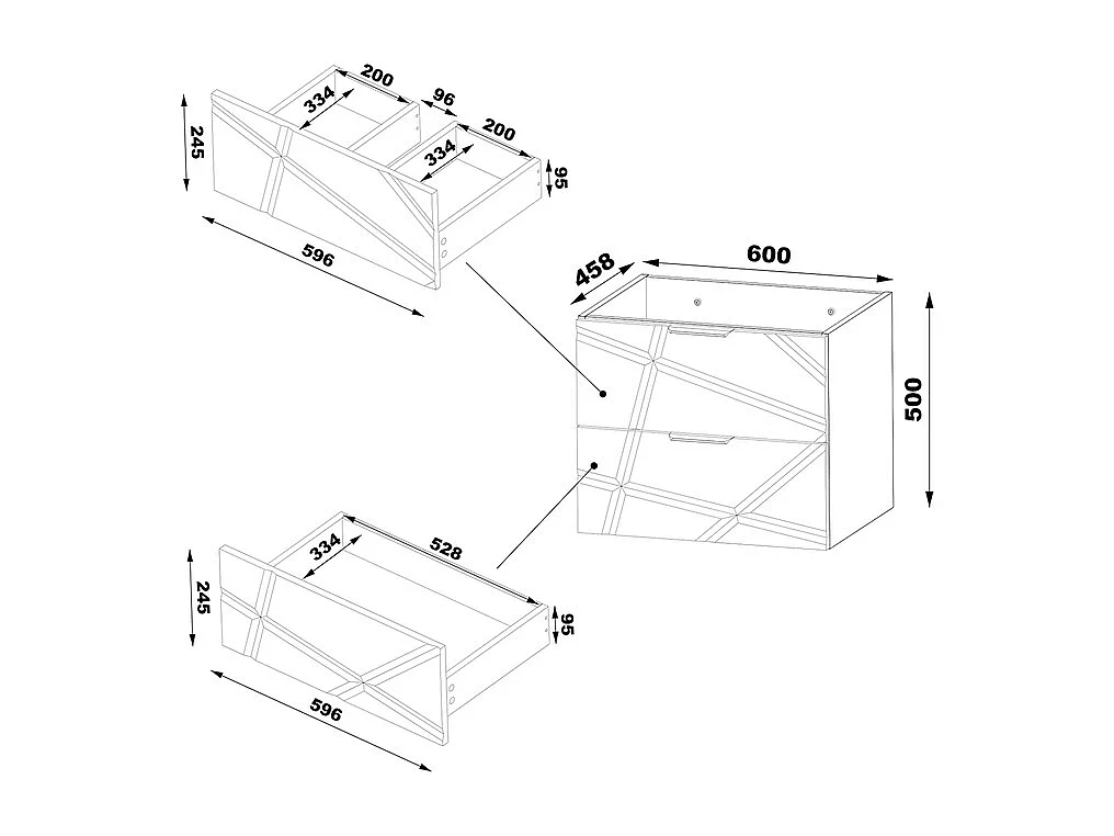 Einzelwaschtisch 140cm 2 Nischen Aurora Weiß und Holz