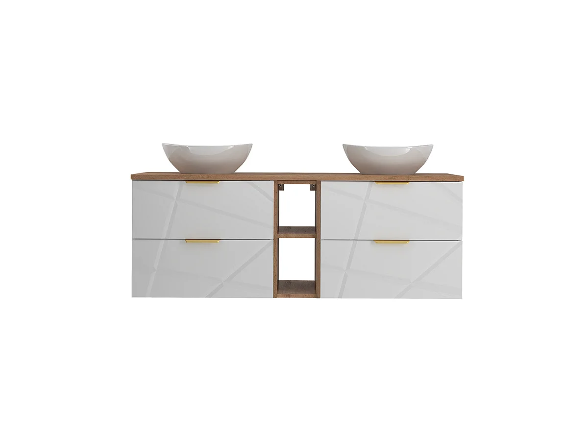 Mobile bagno doppio lavabo Aurora bianco 140cm
