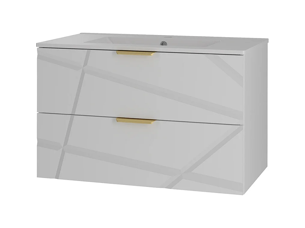 Meuble simple vasque encastrée 80cm Aurora Blanc