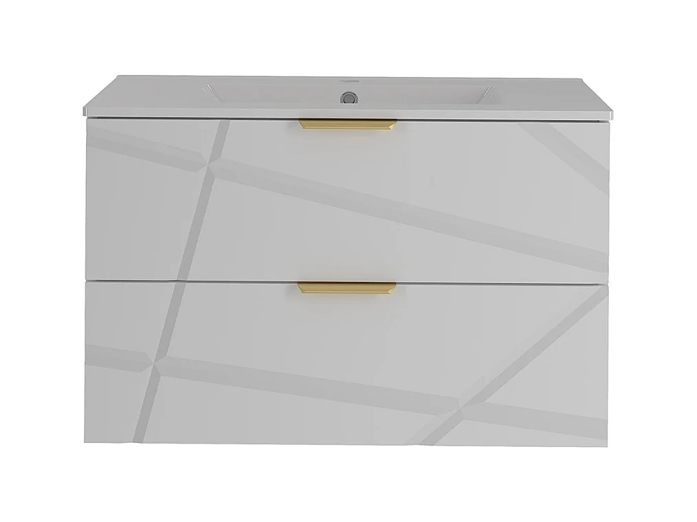 Meuble simple vasque encastrée 80cm Aurora Blanc