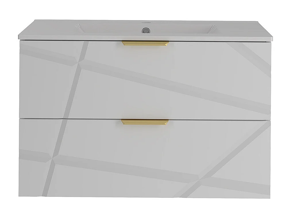 Meuble simple vasque encastrée 80cm Aurora Blanc