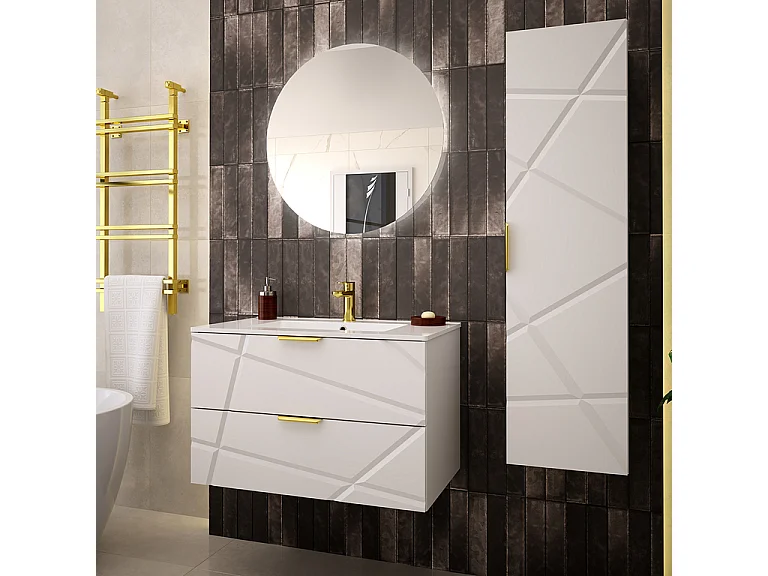 Mobile bagno con lavabo Aurora bianco 80cm