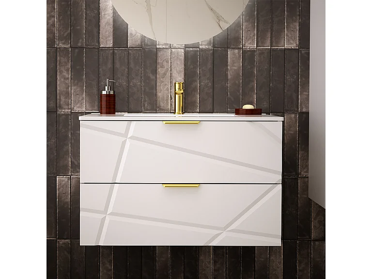 Mobile bagno con lavabo Aurora bianco 80cm