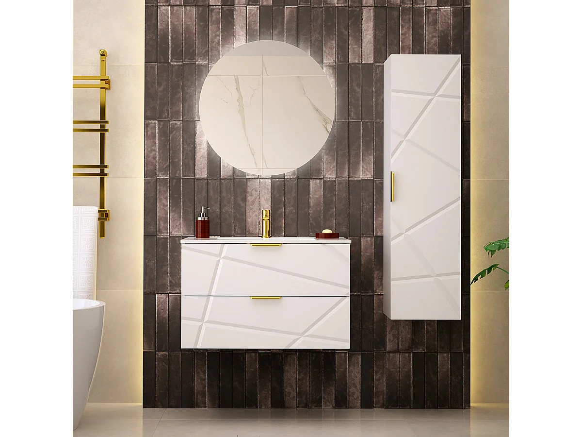 Mobile lavabo singolo Aurora Bianco 80cm