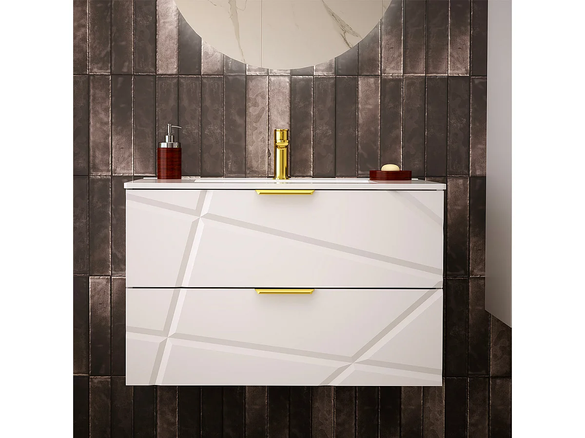 Mobile lavabo singolo Aurora Bianco 80cm