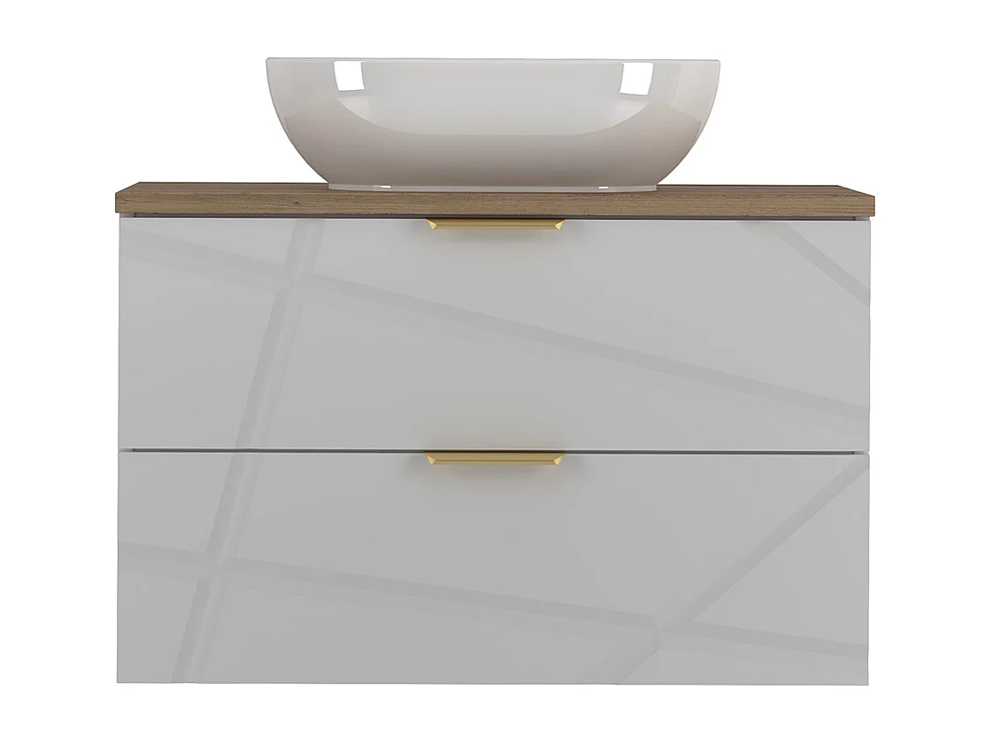 Meuble simple vasque 80cm Aurora Blanc et Bois