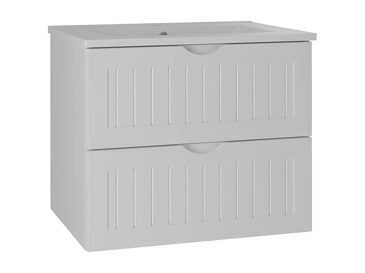 Meuble simple vasque encastrée 60cm Soline Blanc