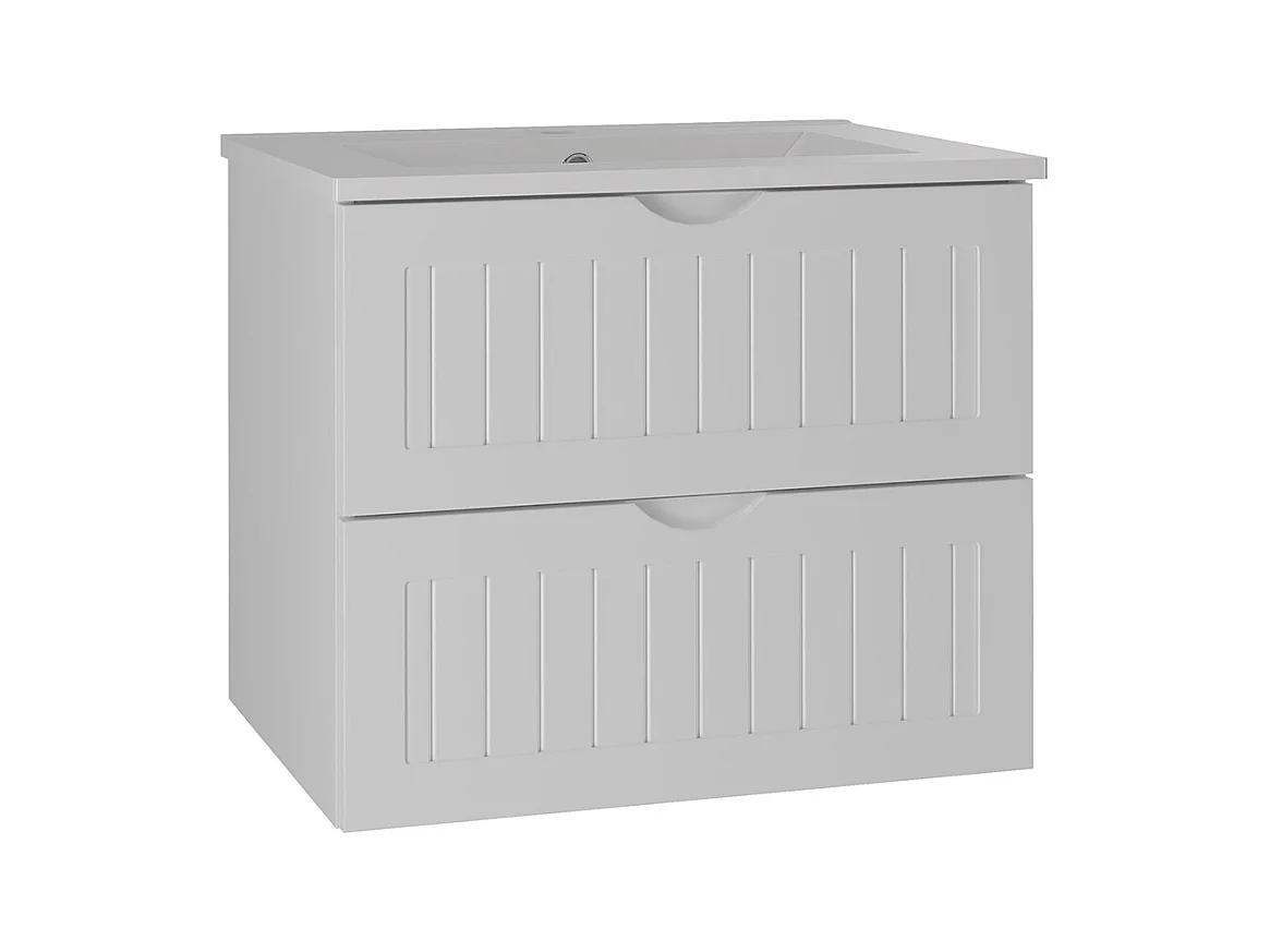 Meuble simple vasque encastrée 60cm Soline Blanc