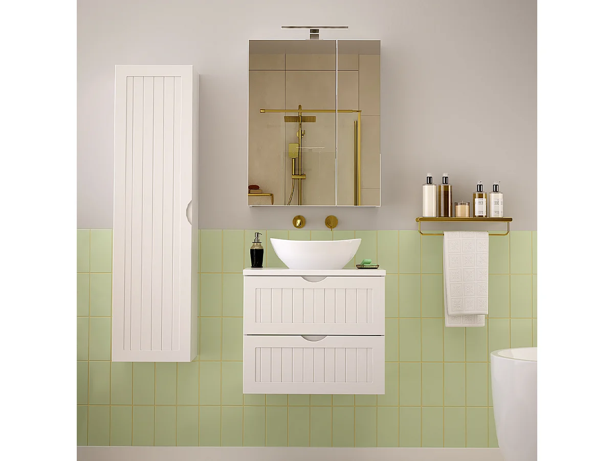 Meuble simple vasque 60cm Soline Blanc