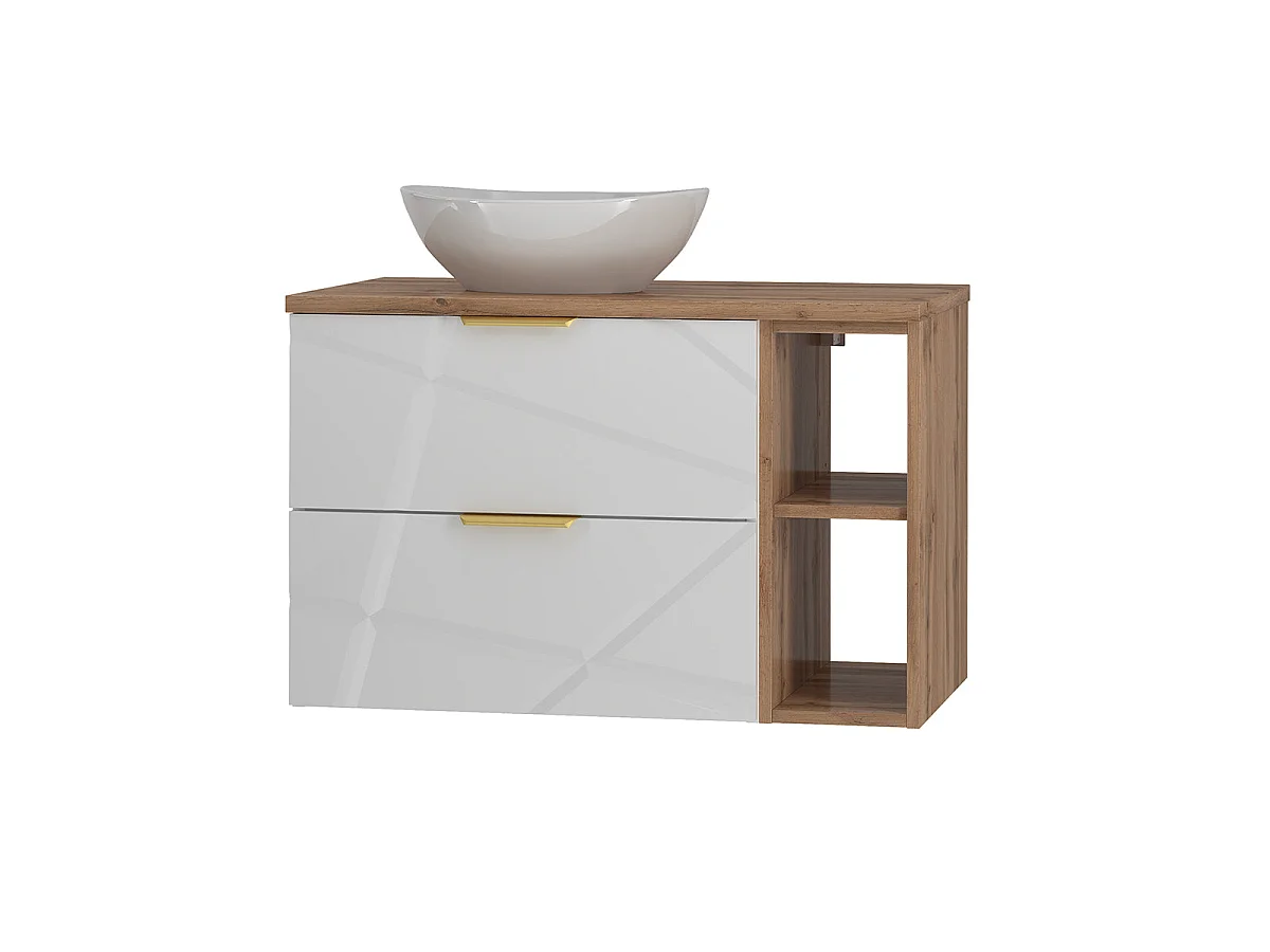 Mueble lavabo individual 80cm 2 compartimientos Aurora Blanco y Madera
