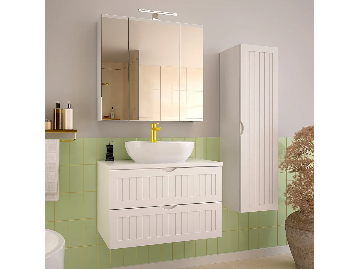 Soline White single basin unit 80cm