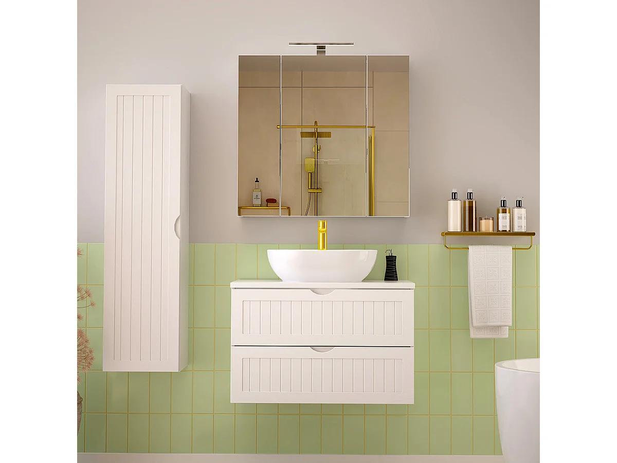 Soline White single basin unit 80cm